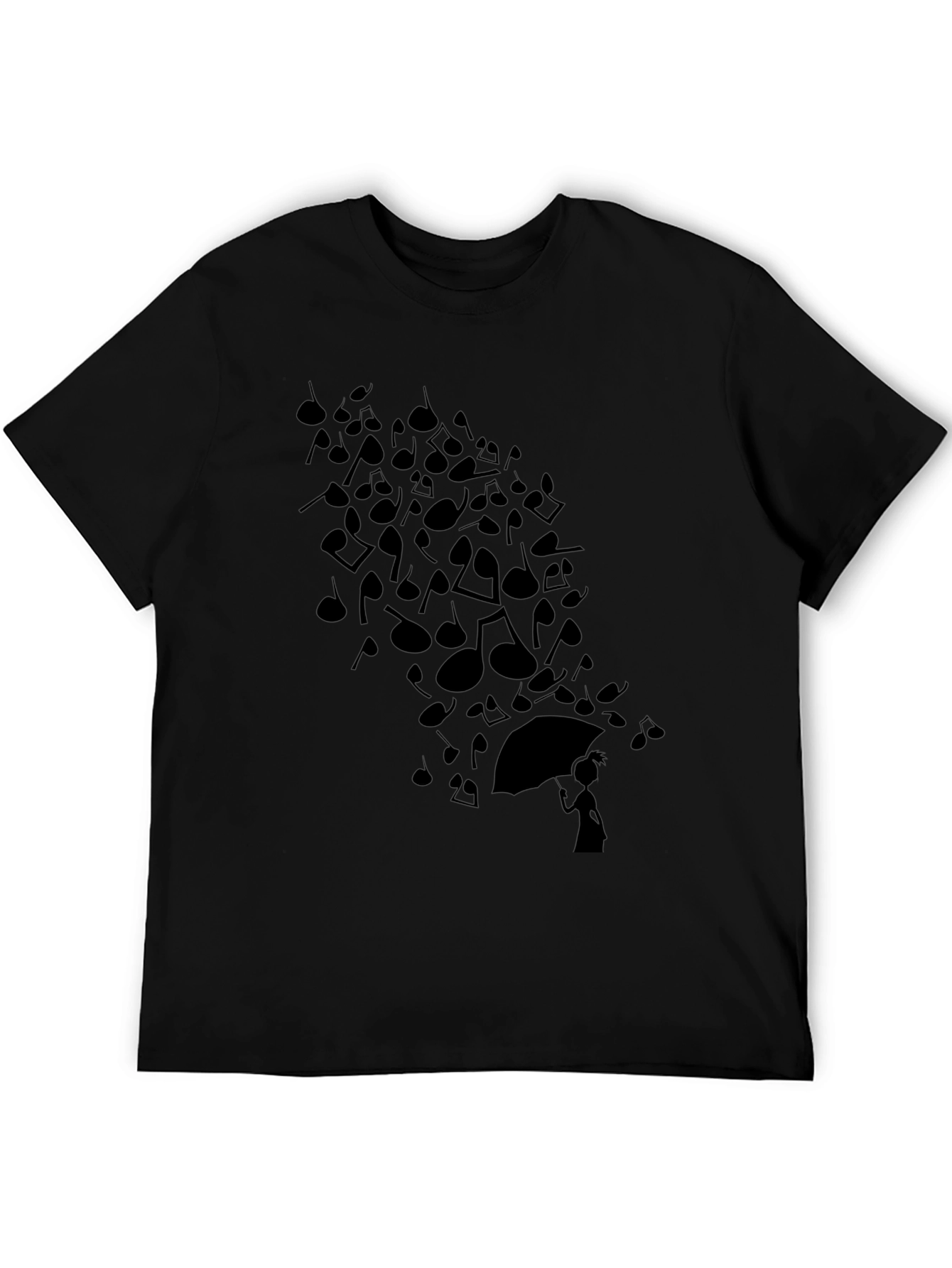 Musical Notes Umbrella T-Shirt - Black