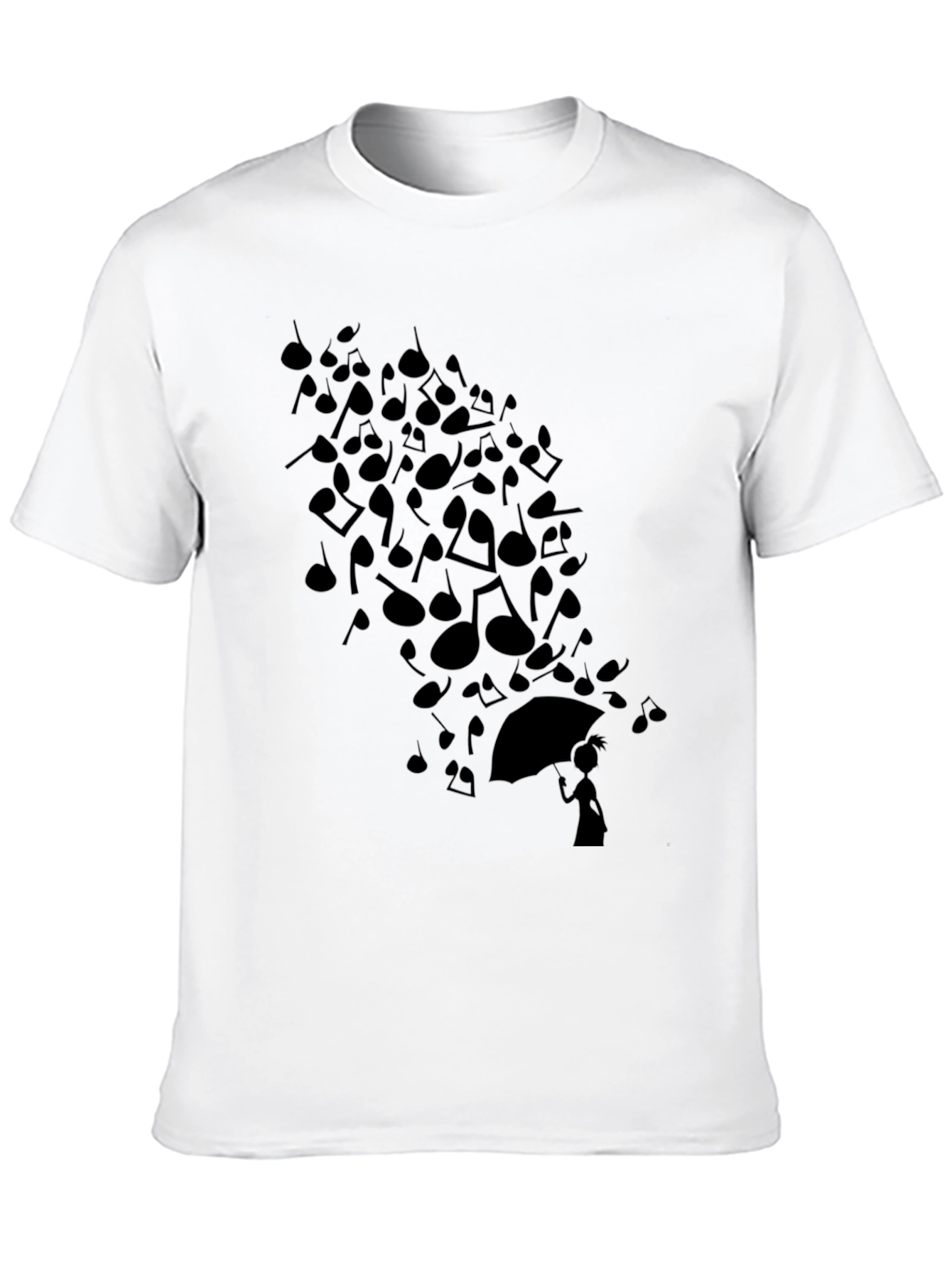 Musical Notes Umbrella T-Shirt - Black