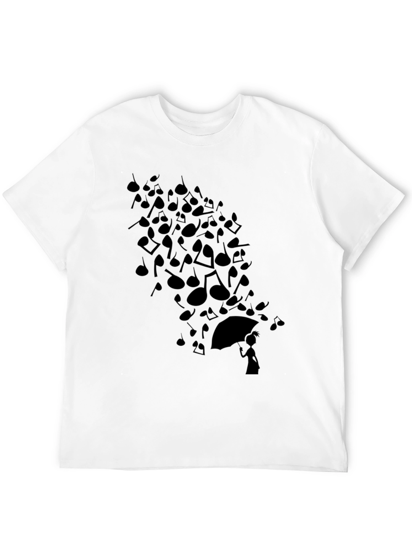Musical Notes Umbrella T-Shirt - Black