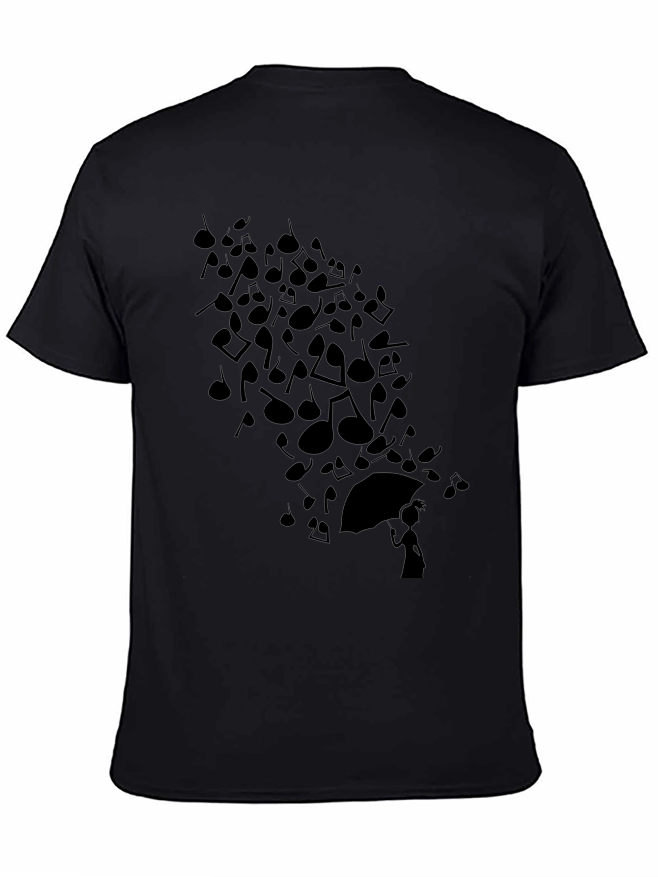 Musical Notes Umbrella T-Shirt - Black