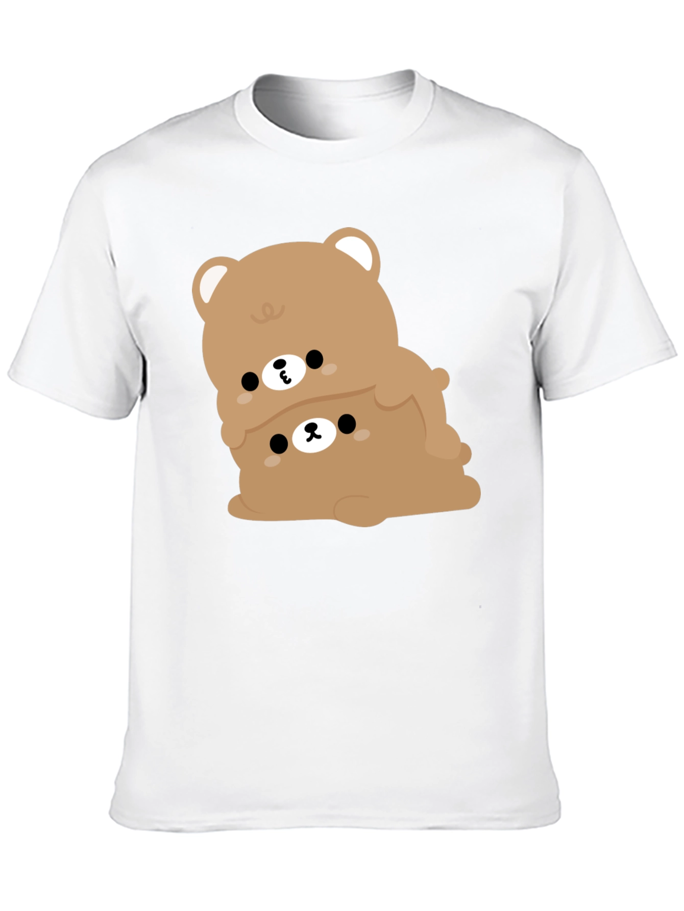 Cute Bear Stack Graphic Black T-Shirt