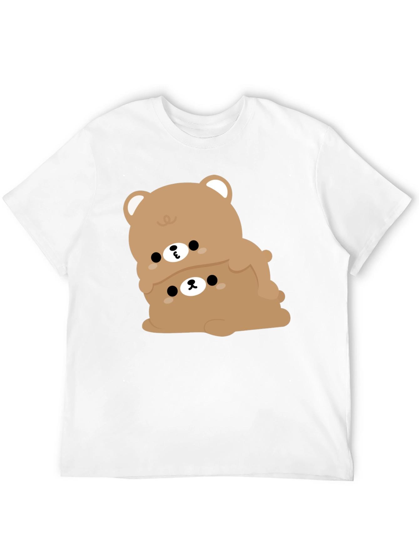 Cute Bear Stack Graphic Black T-Shirt