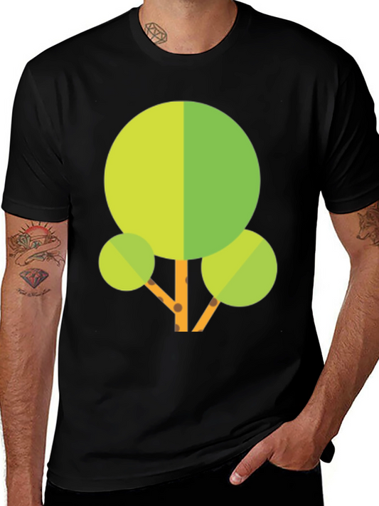 Geometric Tree Graphic Tee - Black