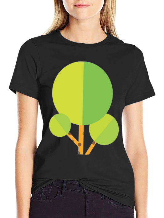 Geometric Tree Graphic Tee - Black