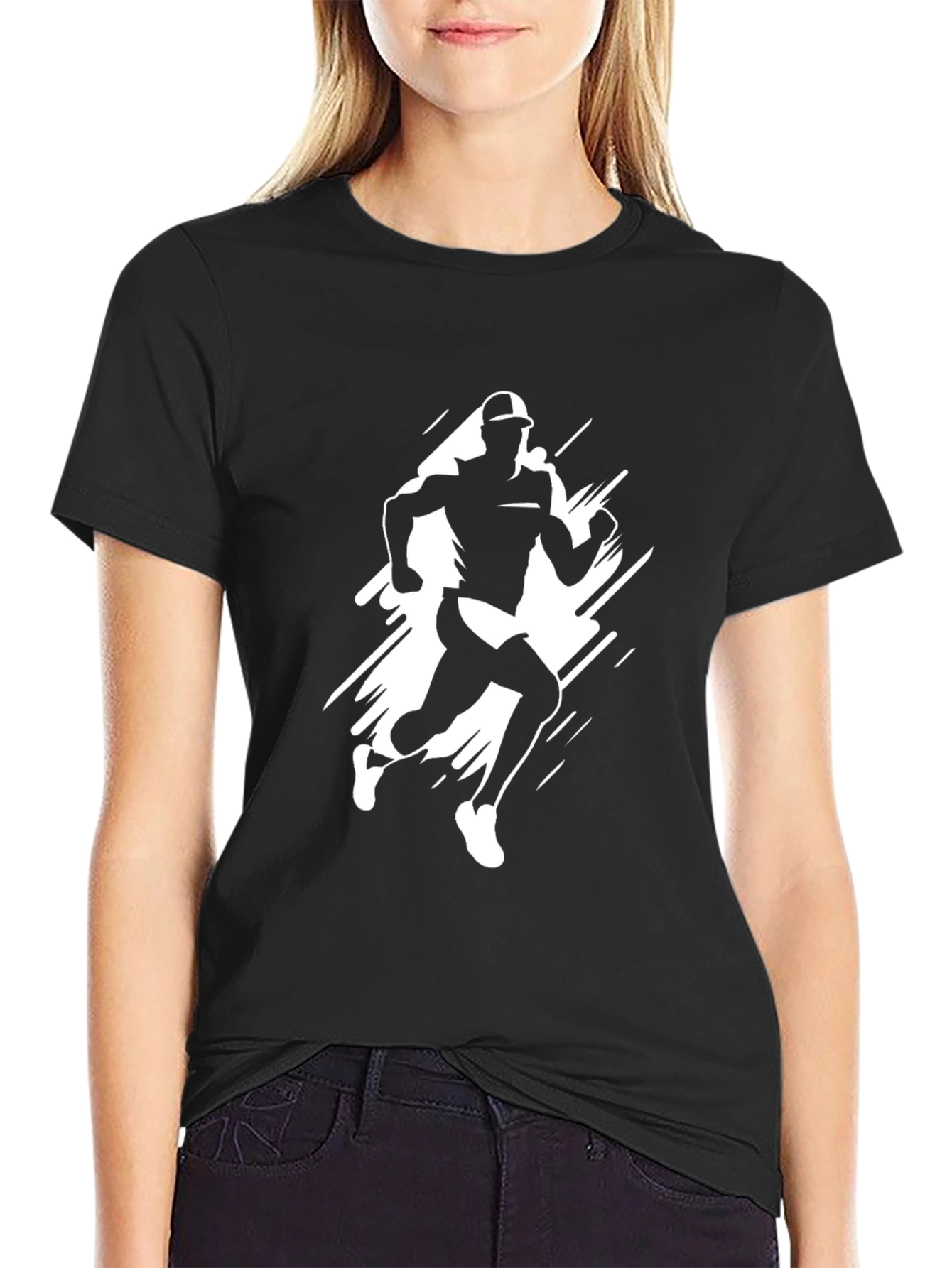 Runner Graphic Tee - Black Cotton T-Shirt