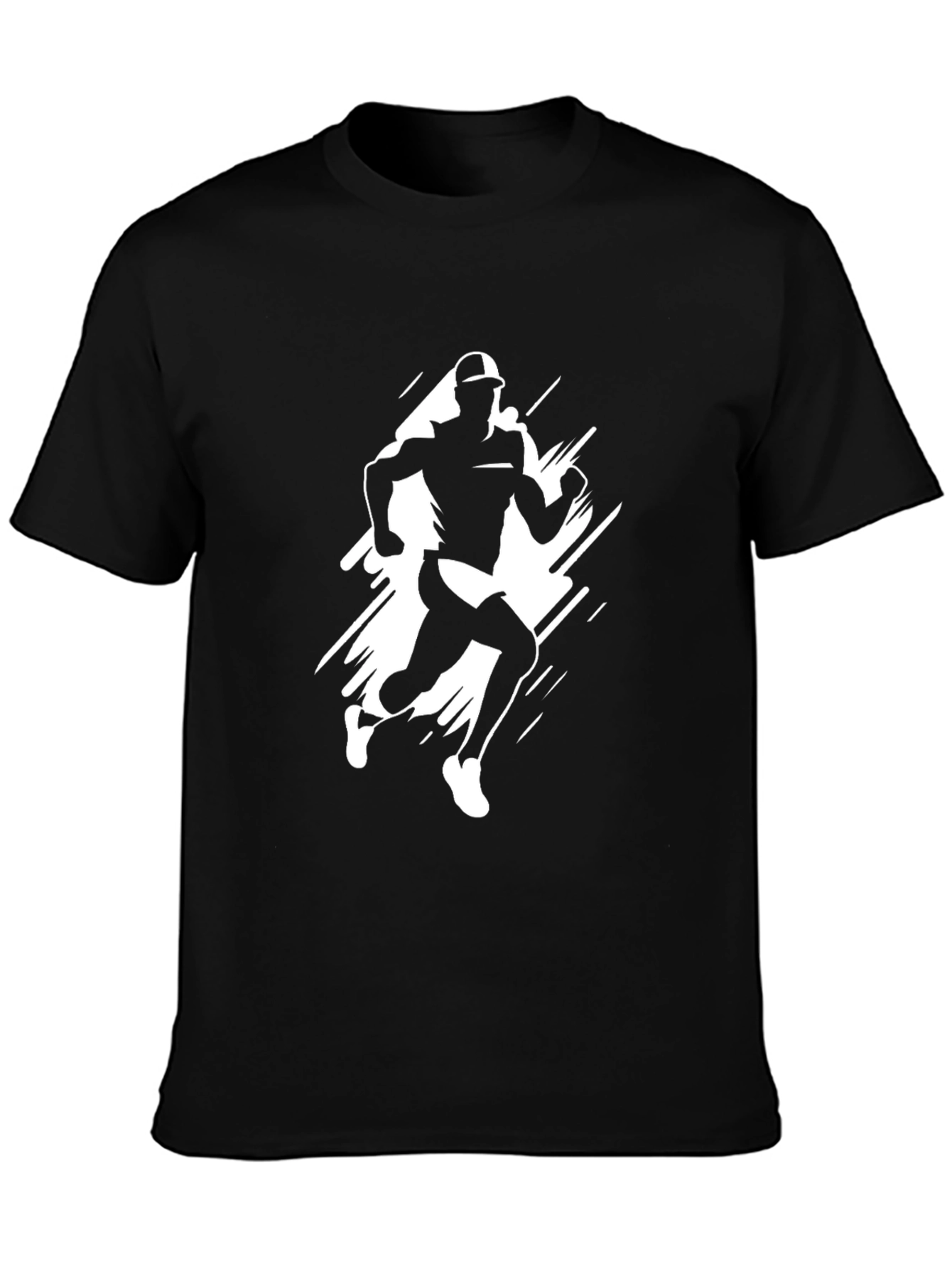 Runner Graphic Tee - Black Cotton T-Shirt