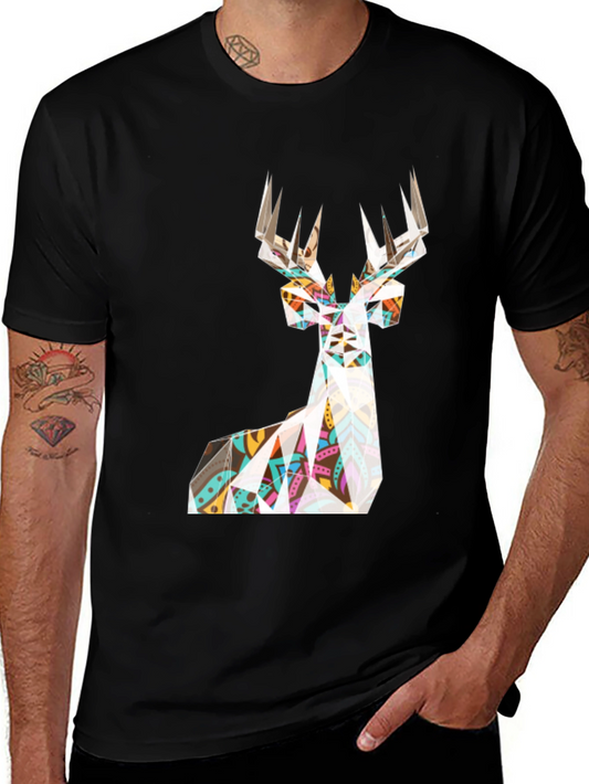 Geometric Deer T-Shirt - Modern Graphic Tee