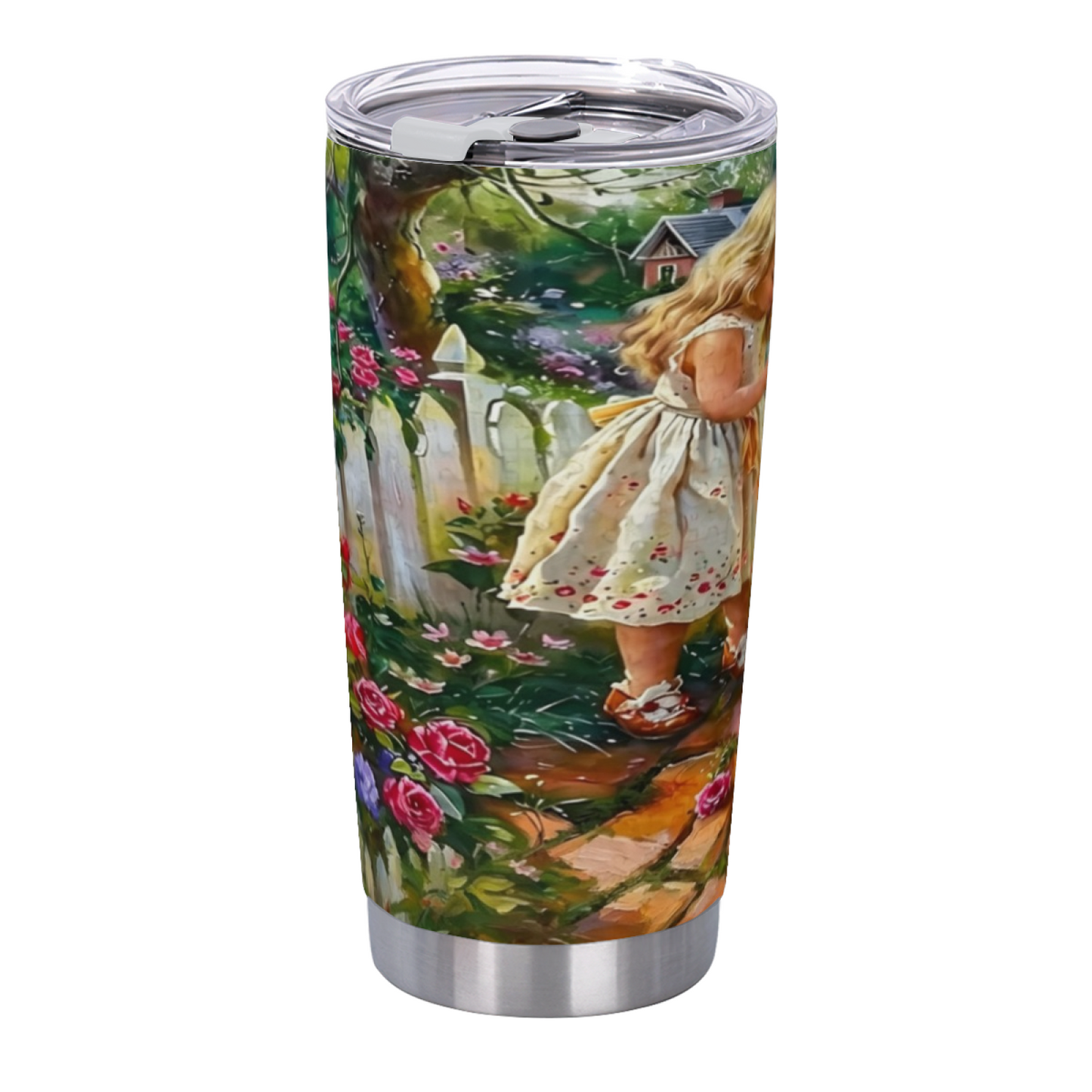 Whimsical Forest Deer & Wild Blooms Nature Art 20oz Stainless Steel Tumbler