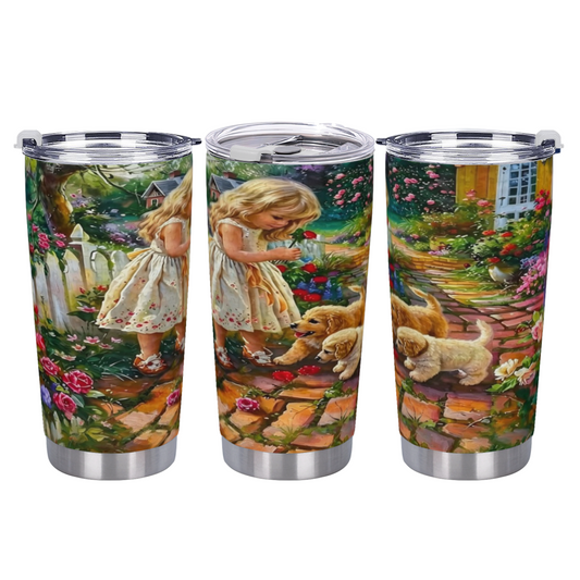 Whimsical Forest Deer & Wild Blooms Nature Art 20oz Stainless Steel Tumbler