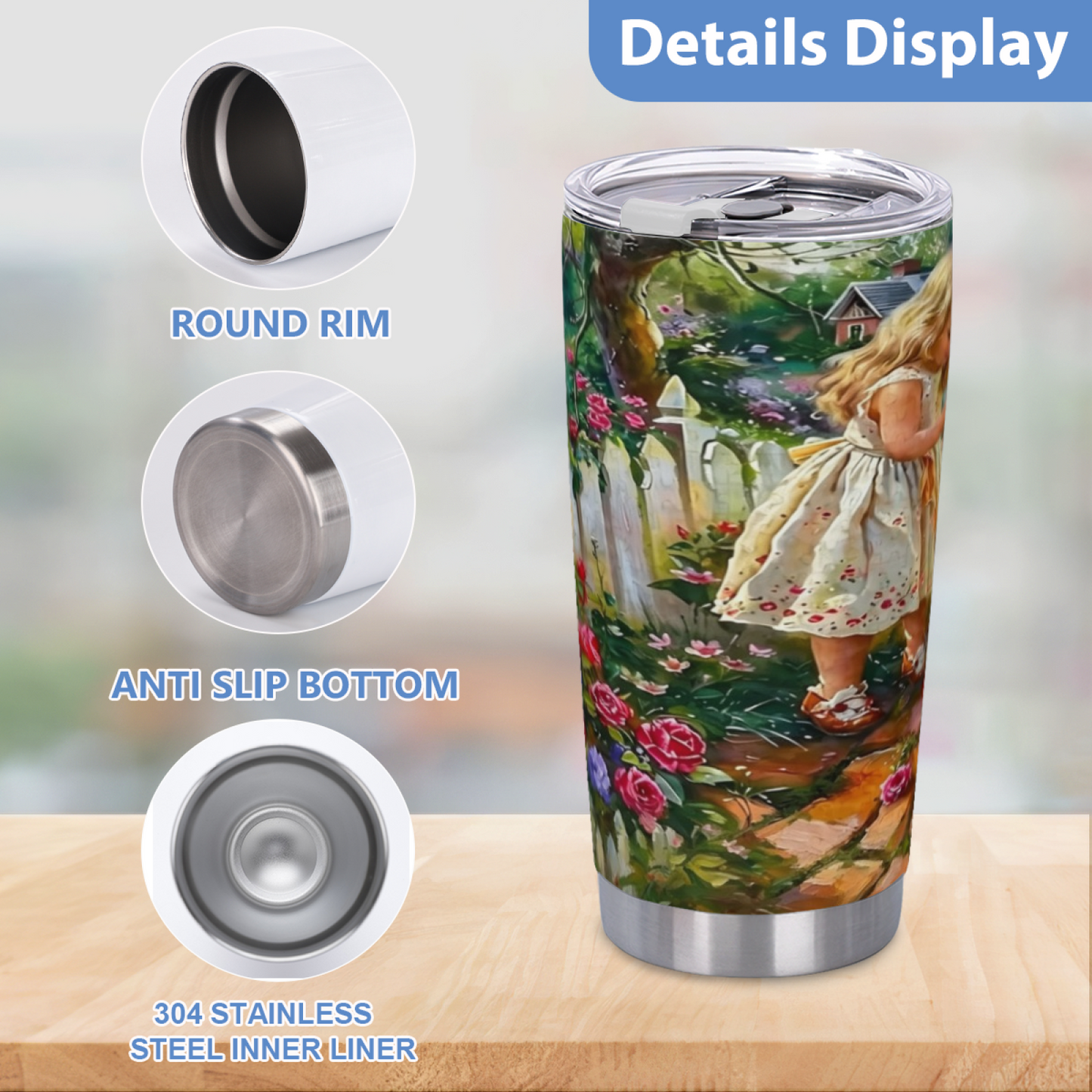 Whimsical Forest Deer & Wild Blooms Nature Art 20oz Stainless Steel Tumbler