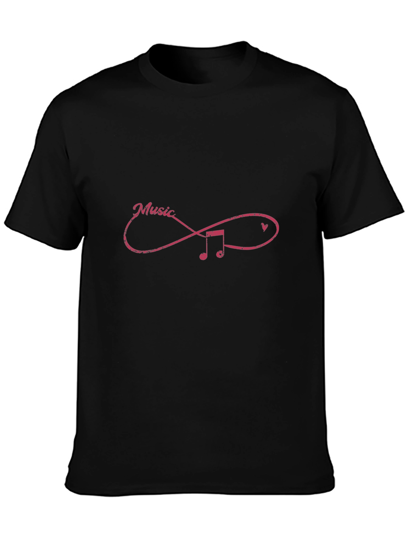 Music Infinity Symbol Graphic Tee - Casual Black T-Shirt