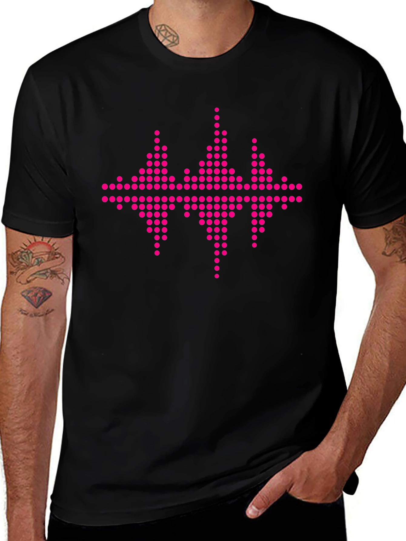 Black Tee with Pink Equalizer Graphic