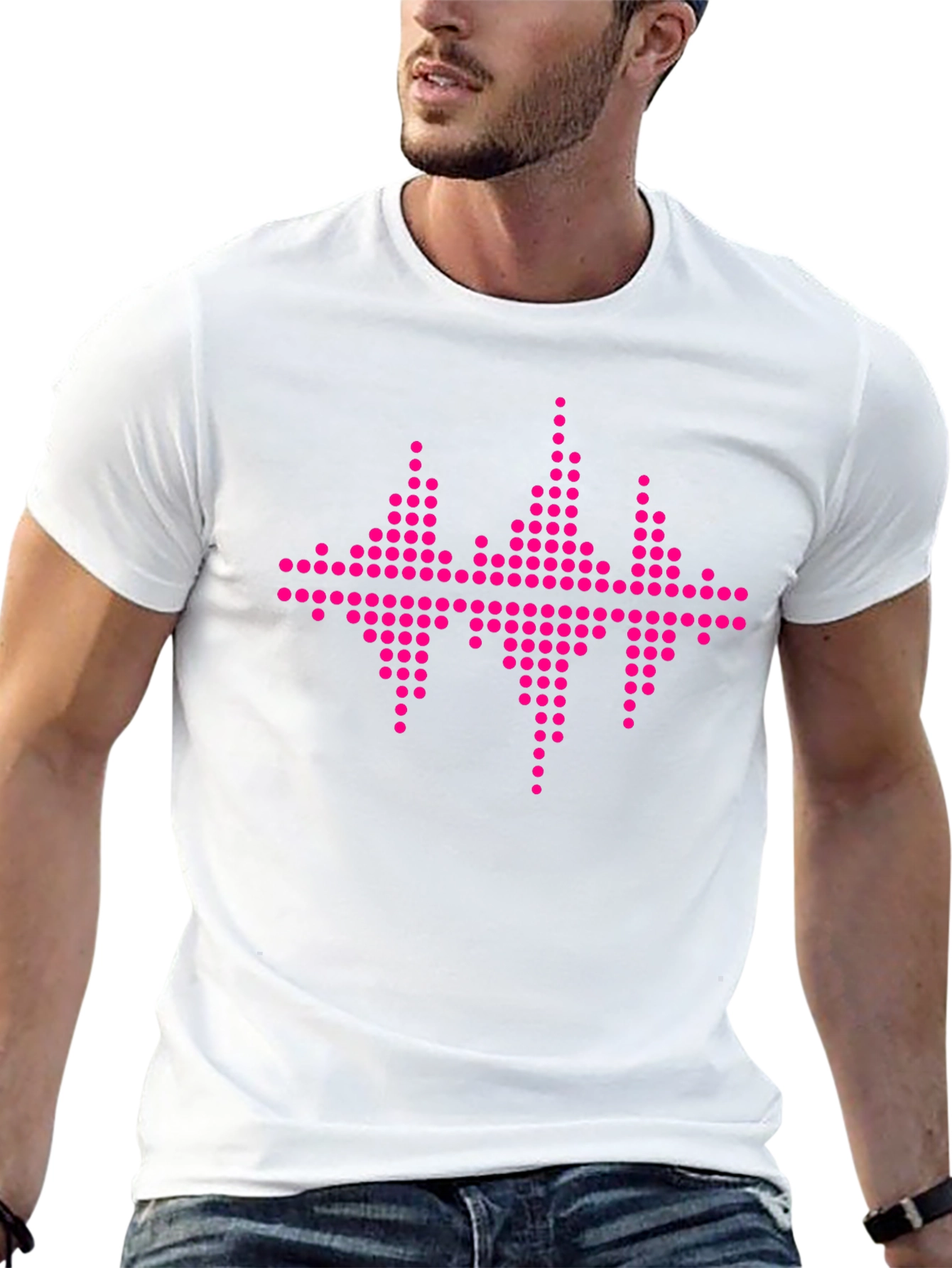 Black Tee with Pink Equalizer Graphic