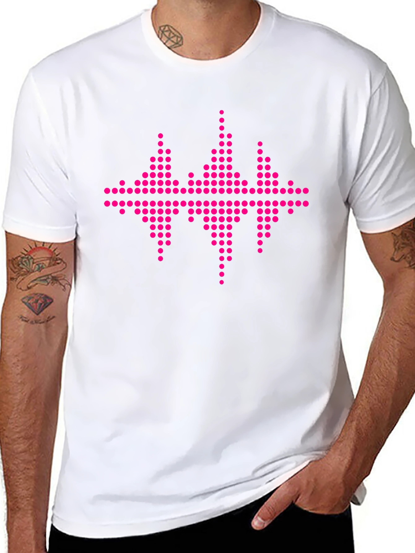 Black Tee with Pink Equalizer Graphic