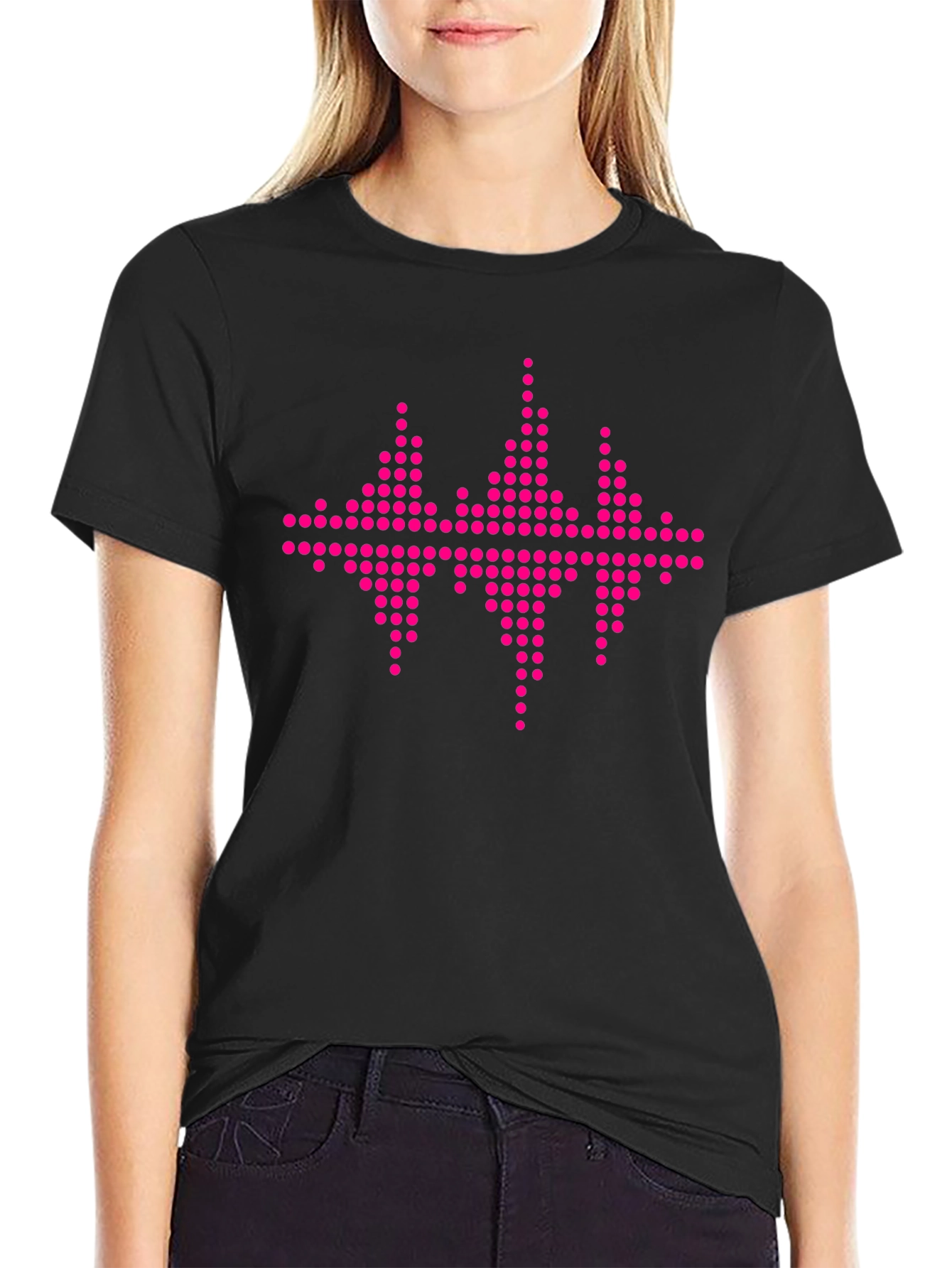 Black Tee with Pink Equalizer Graphic