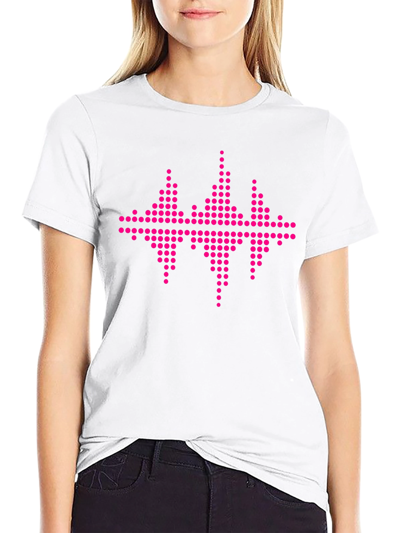 Black Tee with Pink Equalizer Graphic