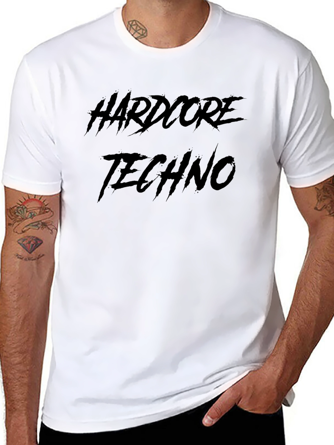 Hardcore Techno Graphic Print Black T-Shirt
