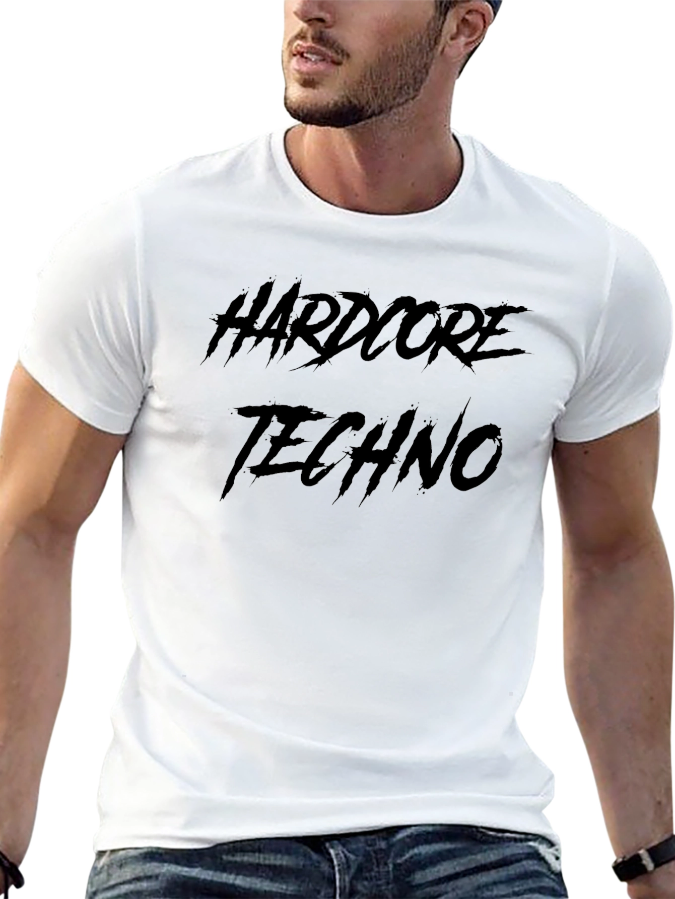 Hardcore Techno Graphic Print Black T-Shirt
