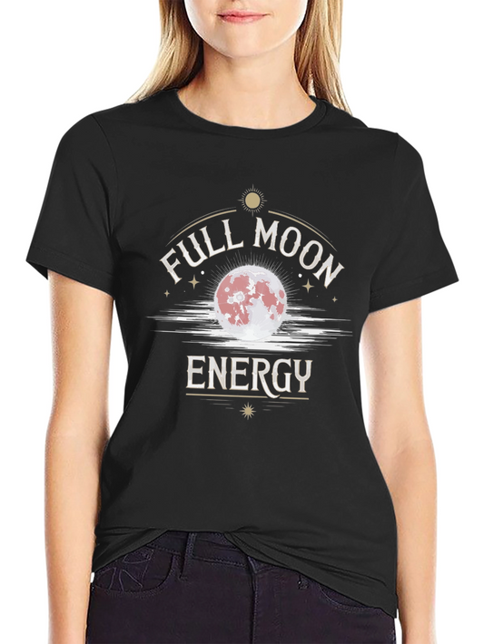Full Moon Energy Graphic T-Shirt - Black Cotton Tee