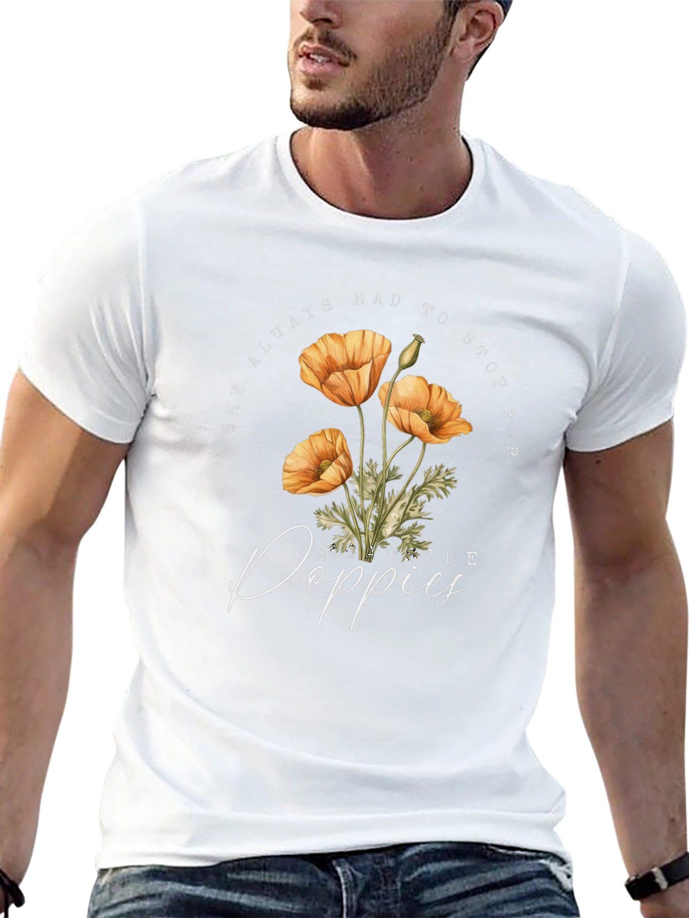 Roadside Poppies Graphic Tee - Black Casual Shirt