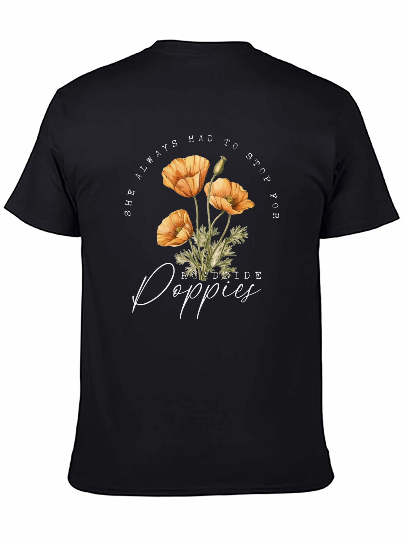 Roadside Poppies Graphic Tee - Black Casual Shirt