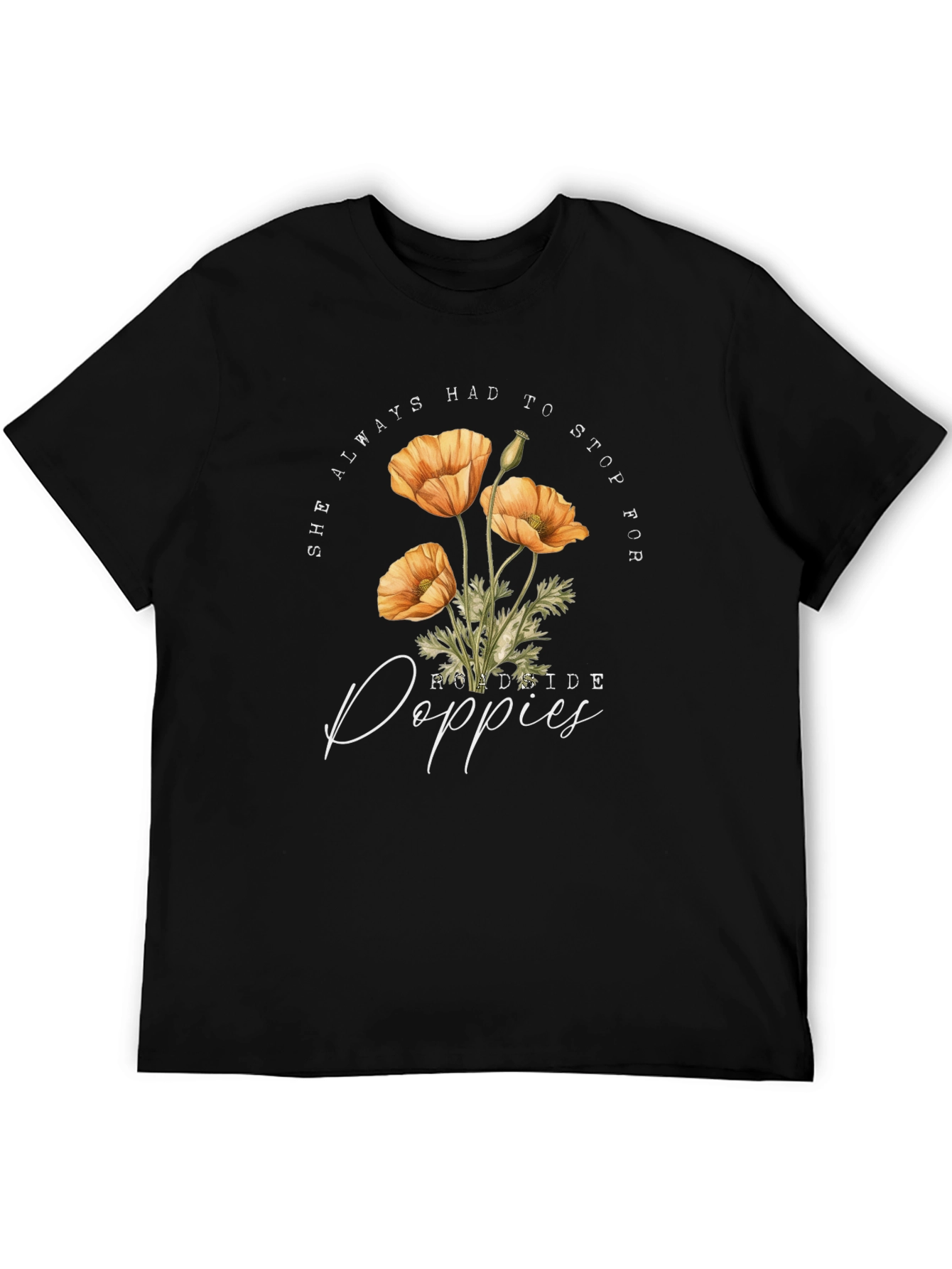 Roadside Poppies Graphic Tee - Black Casual Shirt