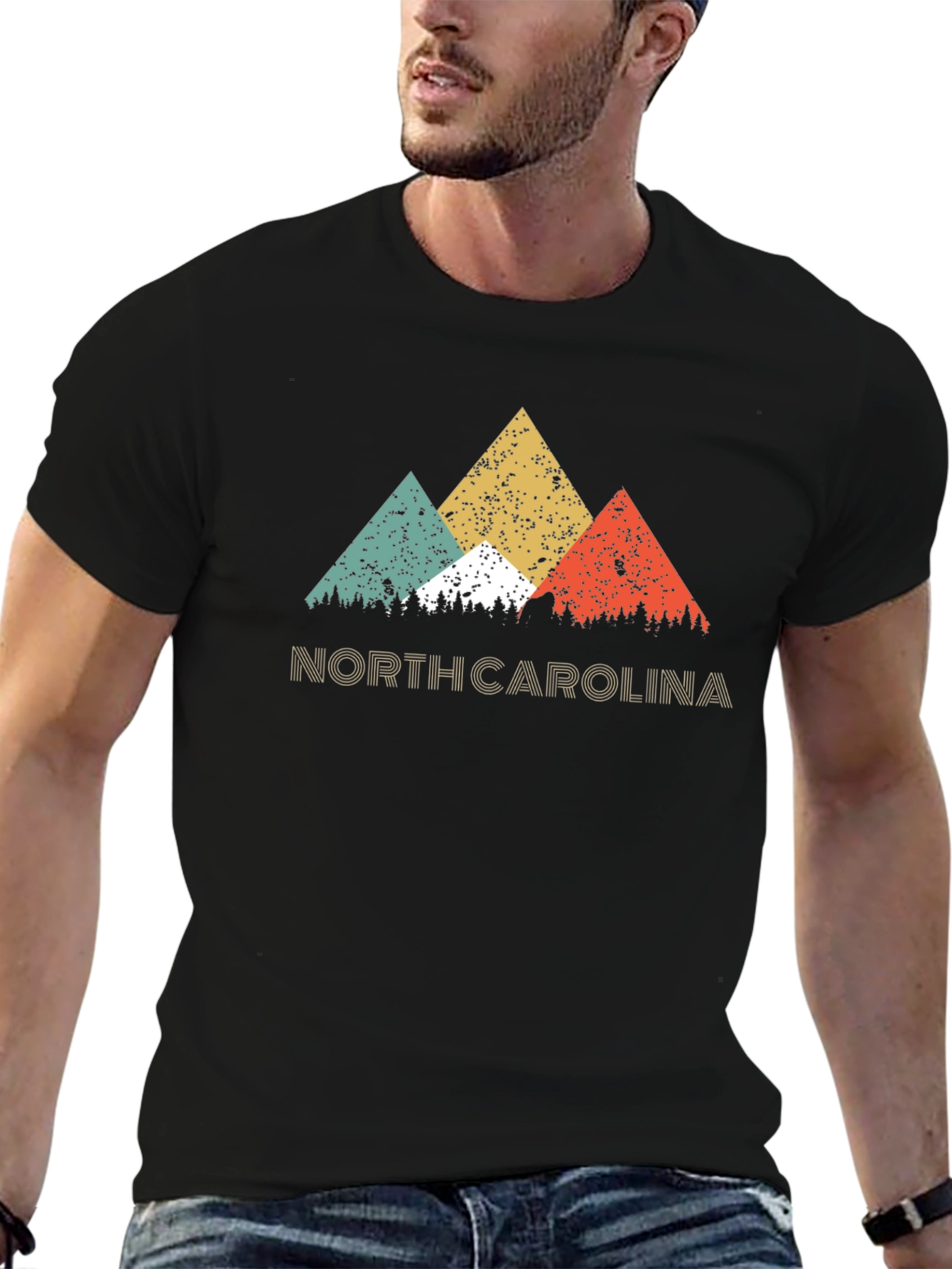 North Carolina Retro Mountain Graphic T-Shirt