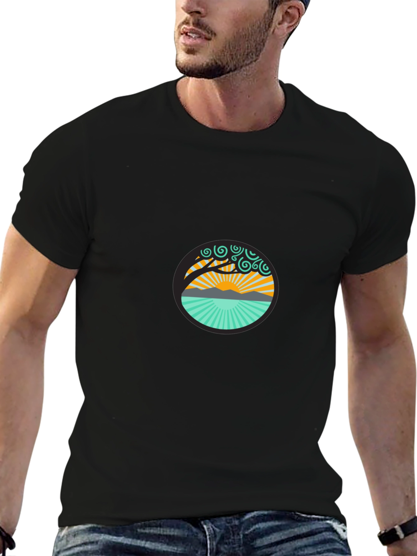 Nature Design Graphic Black T-Shirt