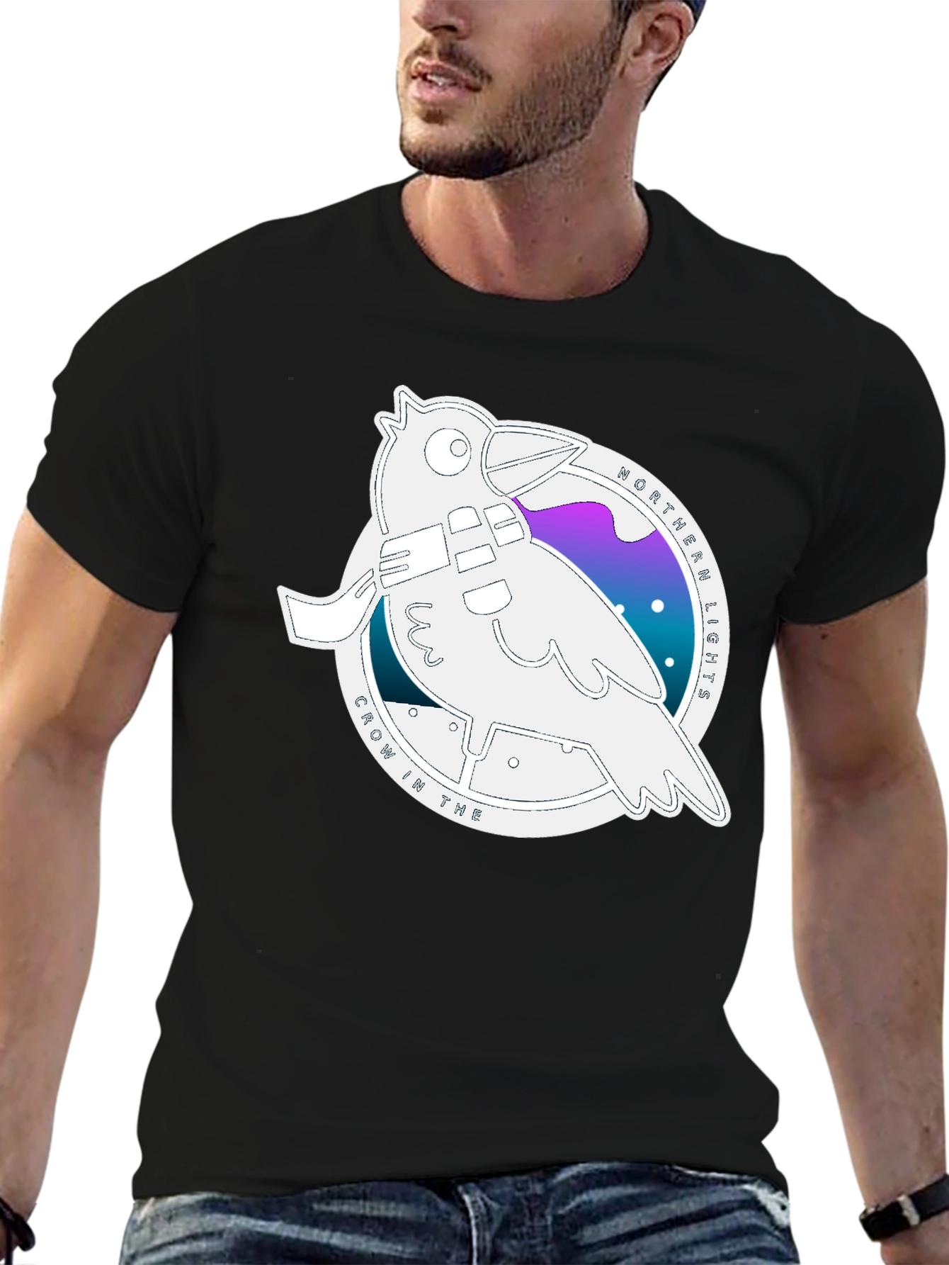 Northern Lights Crow Graphic T-Shirt
