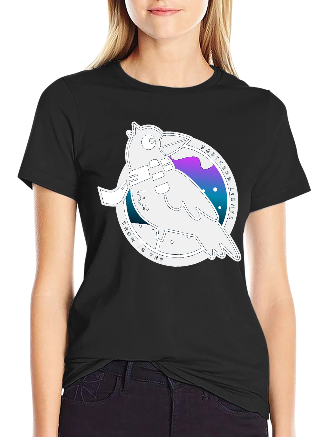 Northern Lights Crow Graphic T-Shirt