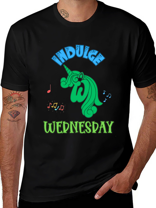 Indulge Wednesday Black T-Shirt Unicorn Design