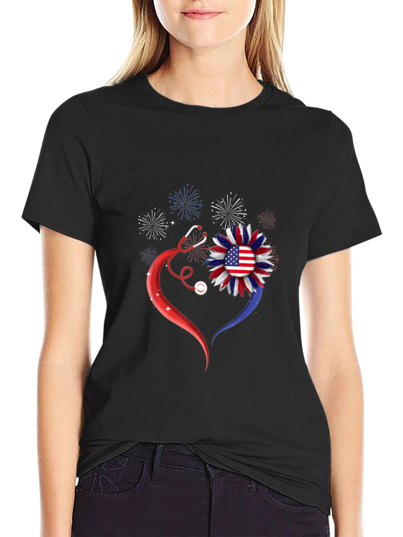 Patriotic Nurse Heart T-Shirt