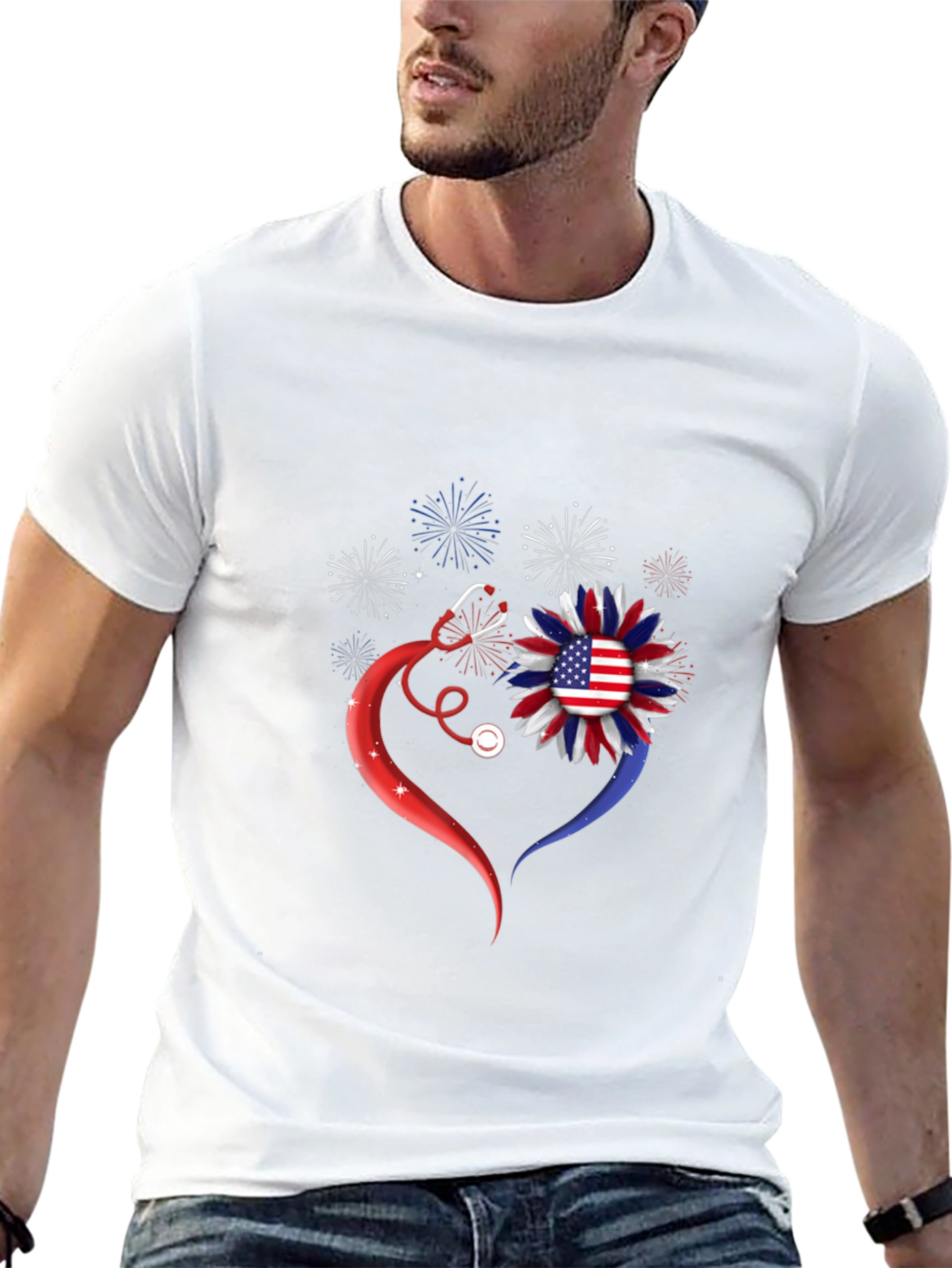 Patriotic Nurse Heart T-Shirt