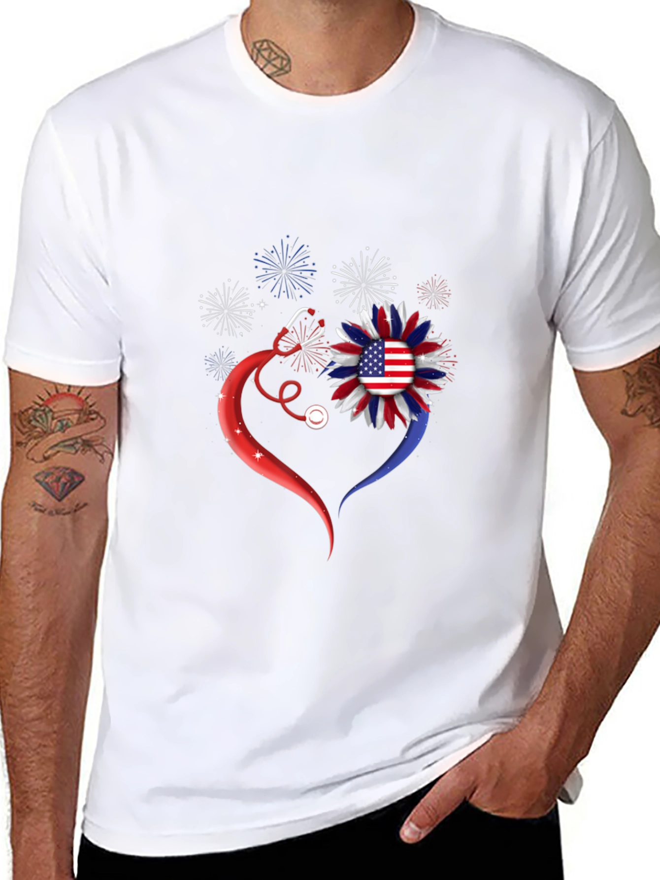 Patriotic Nurse Heart T-Shirt