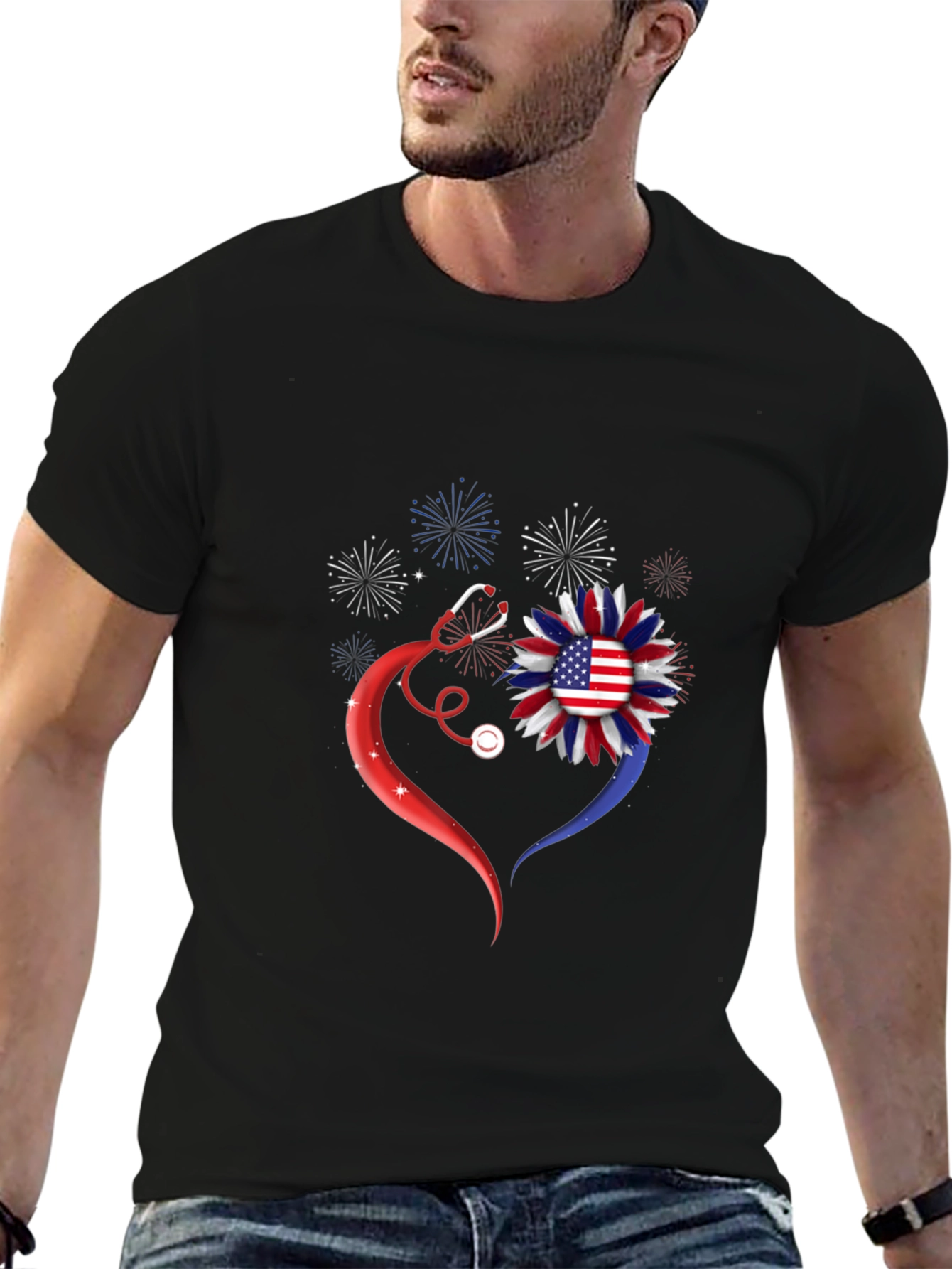 Patriotic Nurse Heart T-Shirt