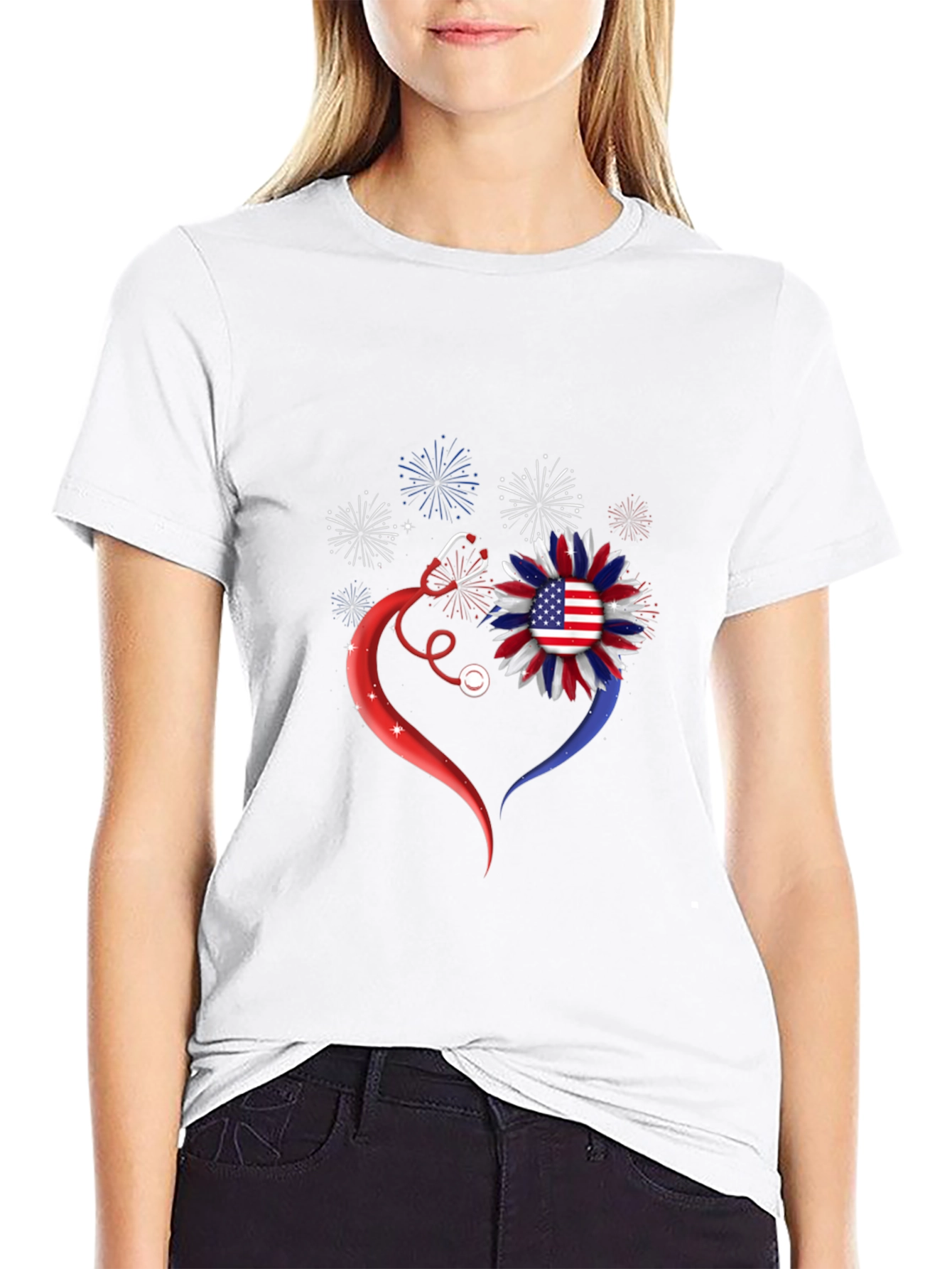 Patriotic Nurse Heart T-Shirt