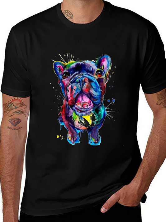 Vibrant Bulldog Graphic Tee - Mens Black T-Shirt