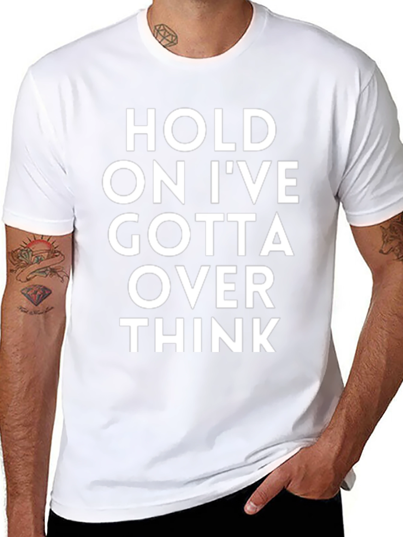Over Thinker Black Cotton T-Shirt