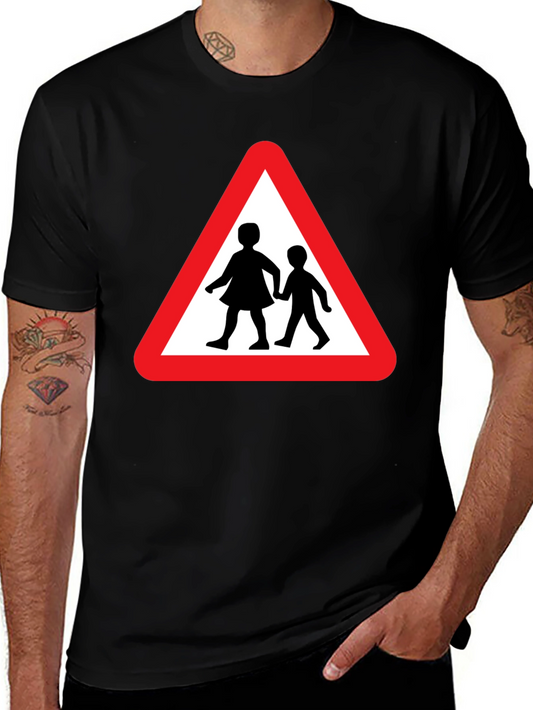 Caution Children Crossing Black T-Shirt