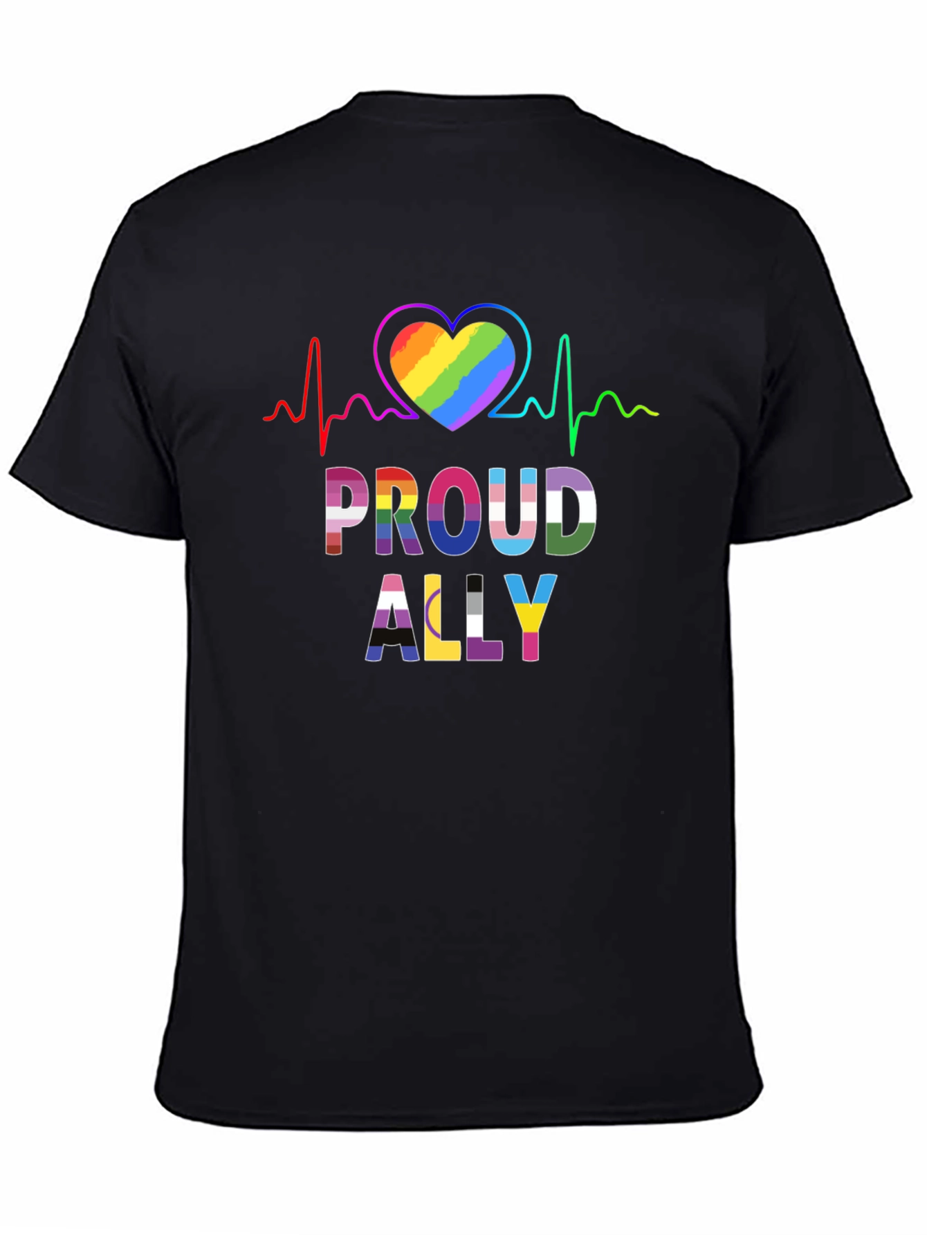 Proud Ally LGBT Heartbeat Graphic Tee