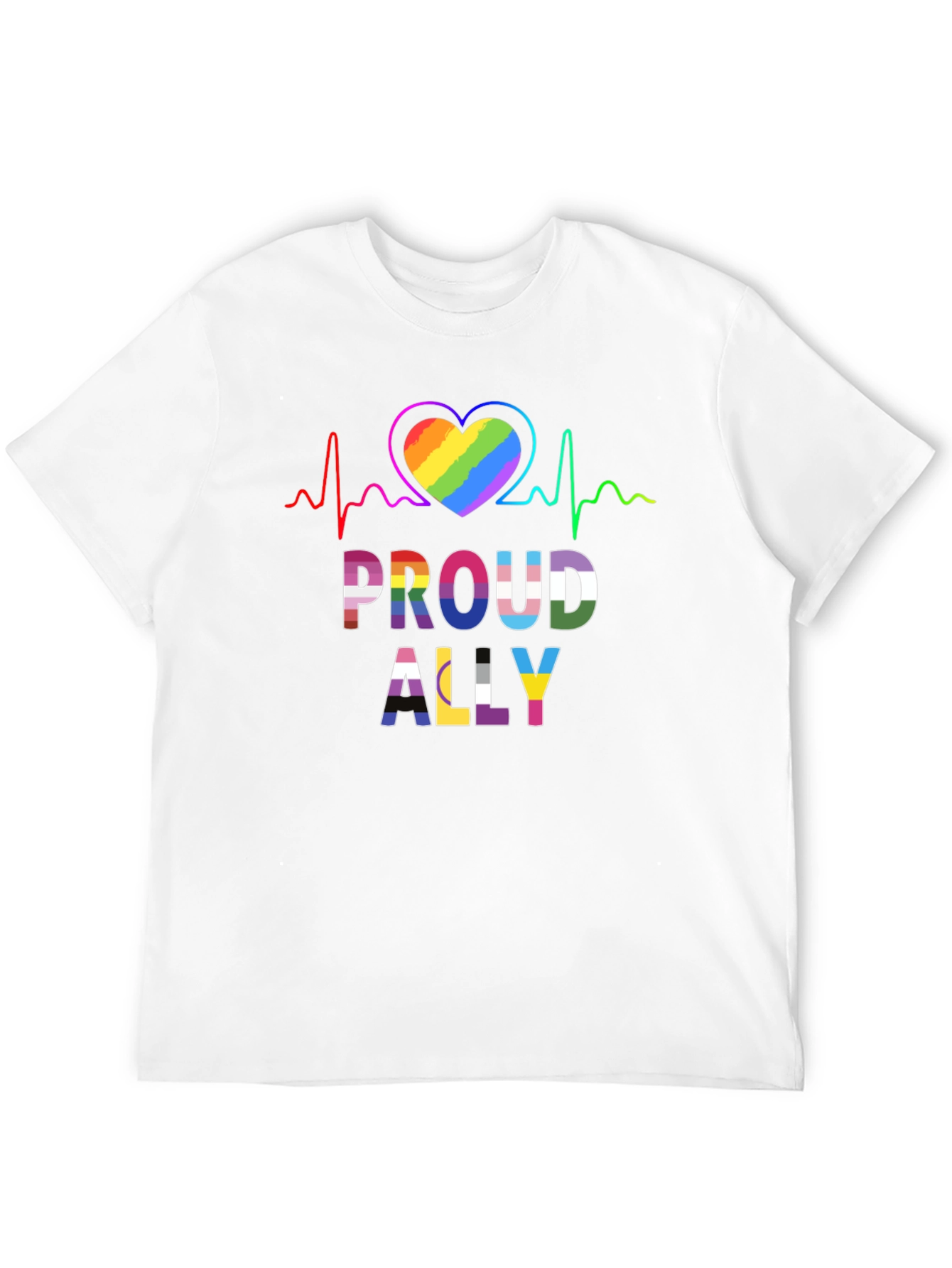 Proud Ally LGBT Heartbeat Graphic Tee