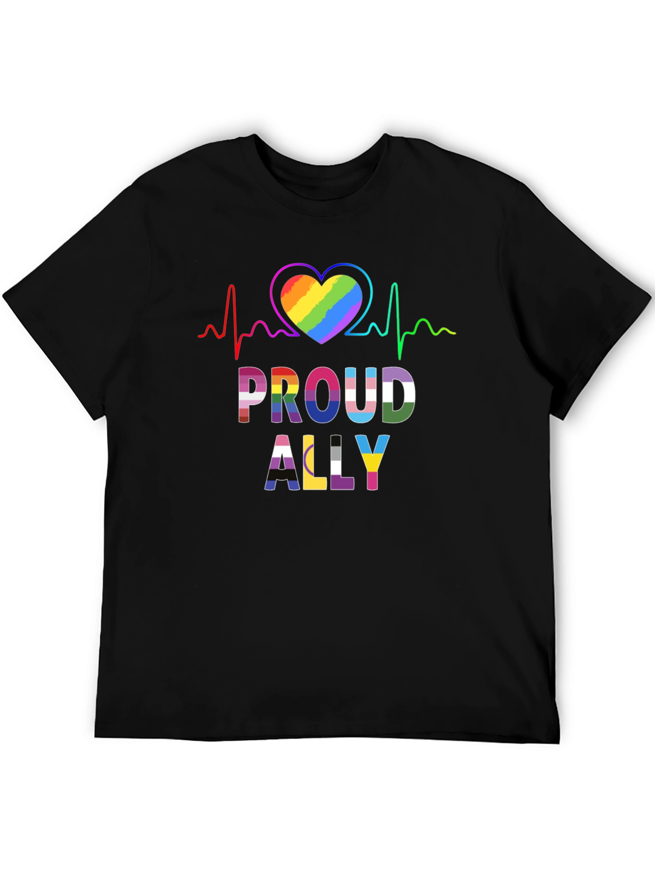 Proud Ally LGBT Heartbeat Graphic Tee