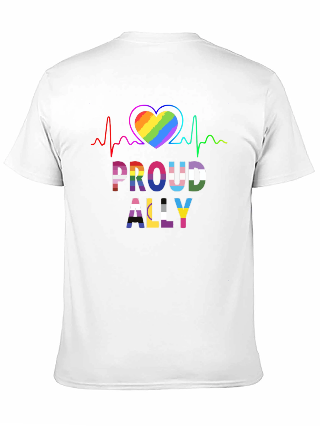 Proud Ally LGBT Heartbeat Graphic Tee