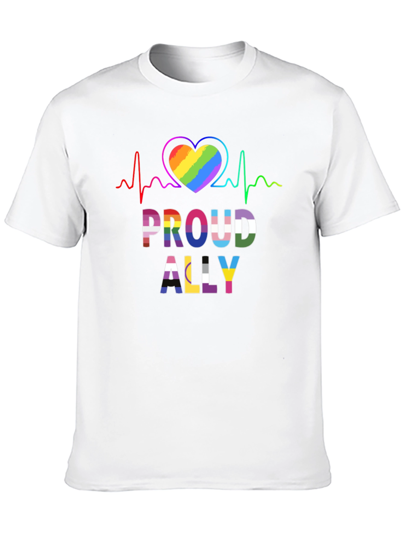 Proud Ally LGBT Heartbeat Graphic Tee