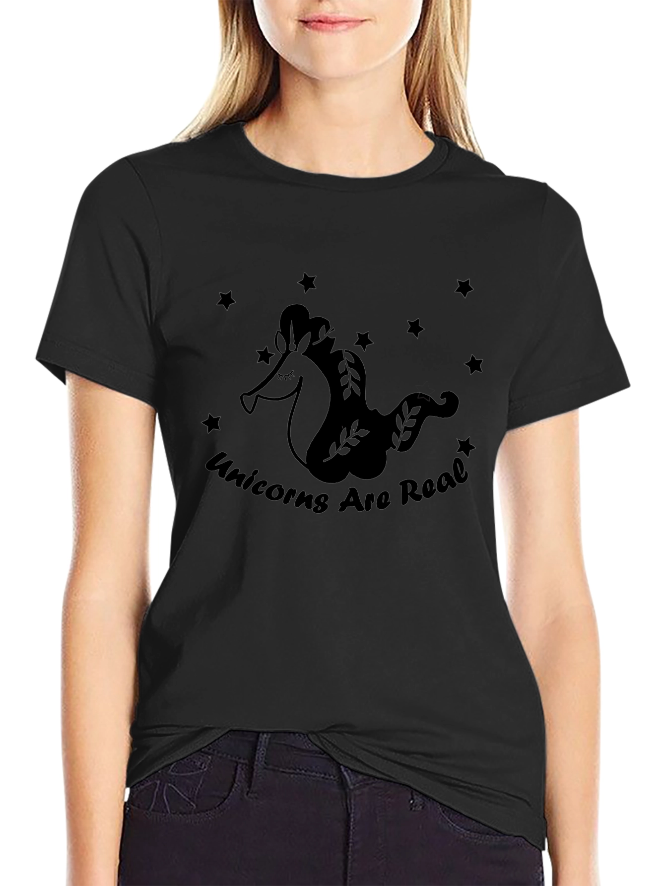 Unicorns Are Real Black T-Shirt