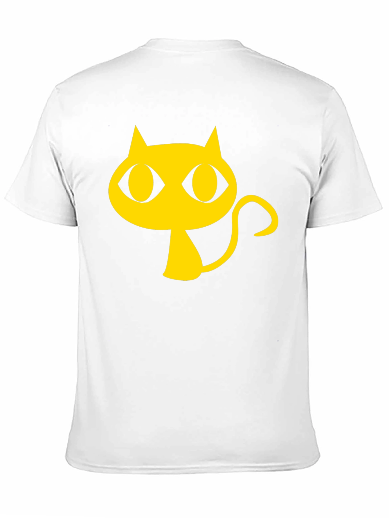 Black T-Shirt with Yellow Cartoon Cat Graphic
