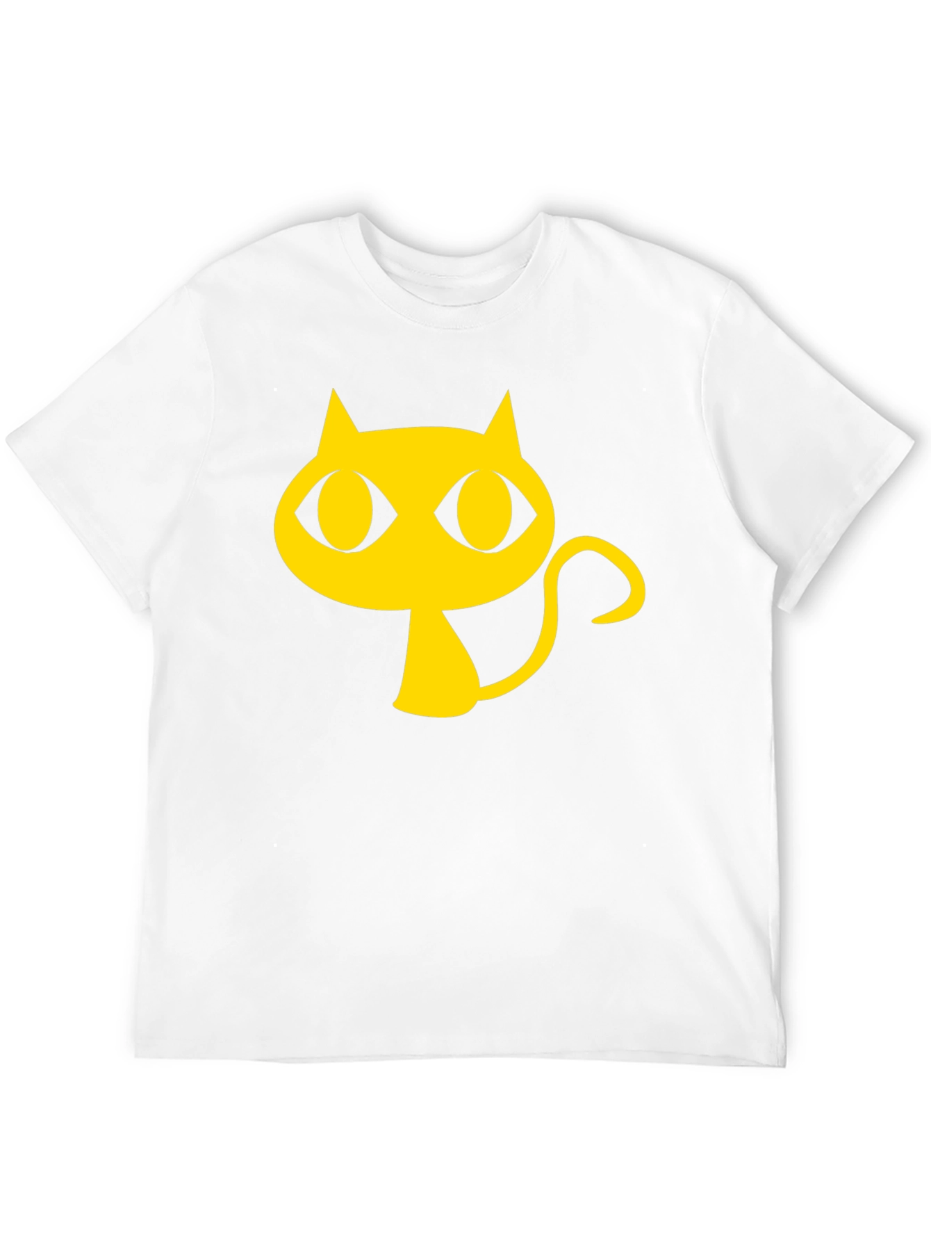 Black T-Shirt with Yellow Cartoon Cat Graphic