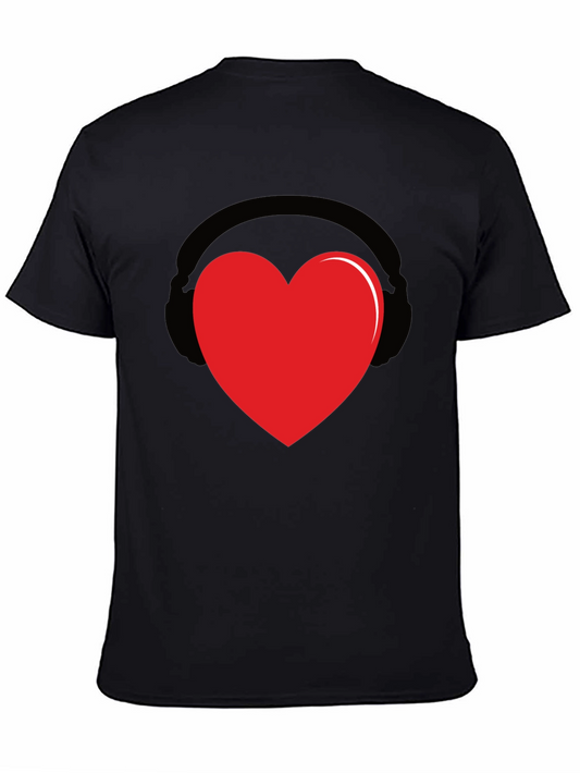 Heart Headphones Graphic Tee - Black