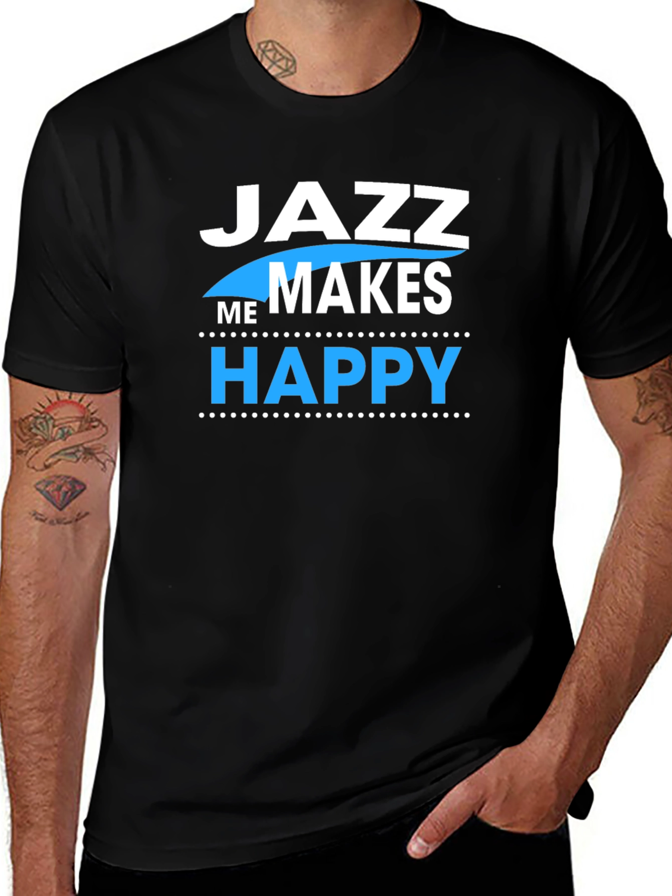 Jazz Makes Me Happy T-Shirt - Black