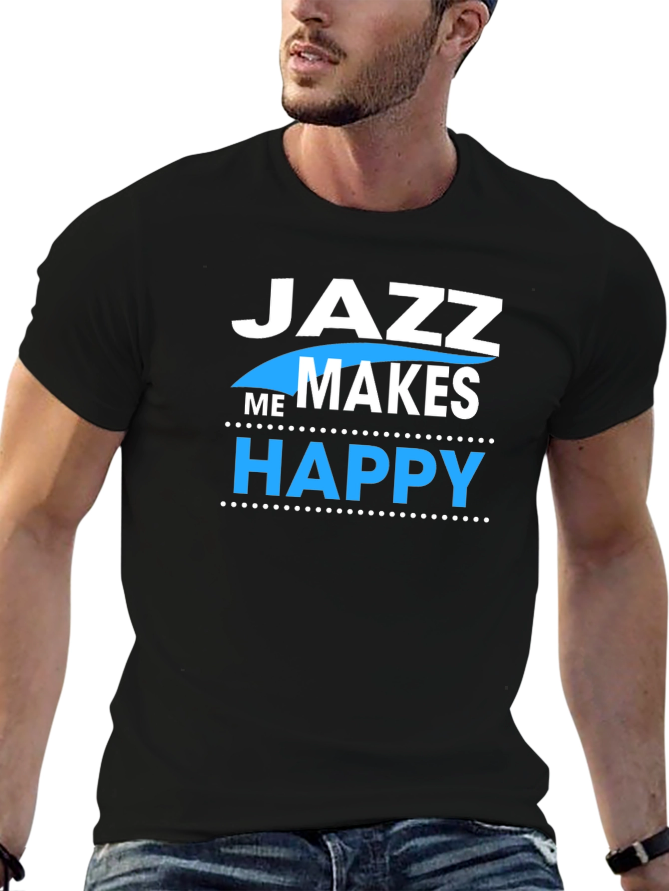 Jazz Makes Me Happy T-Shirt - Black